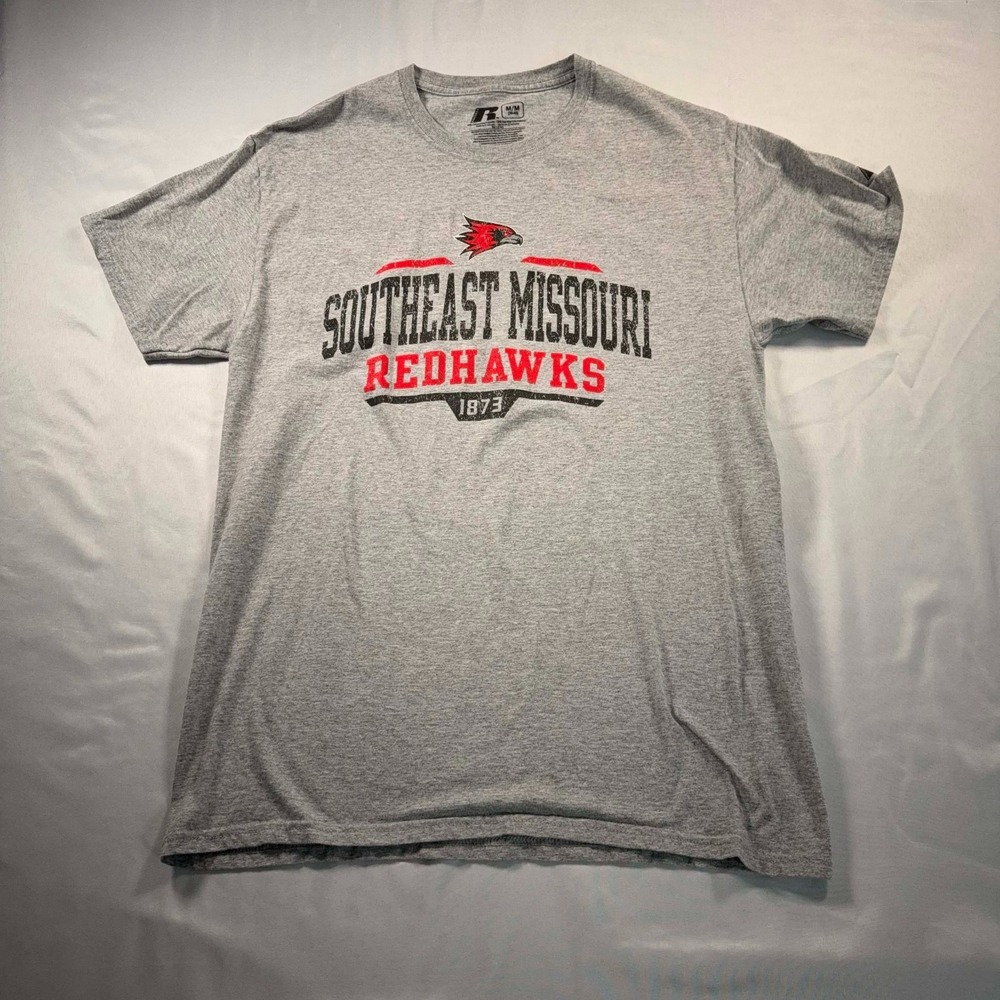 Russell Athletic SEMO Redhawks T Shirt Mens M Gray Distressed Collegiate 18x26